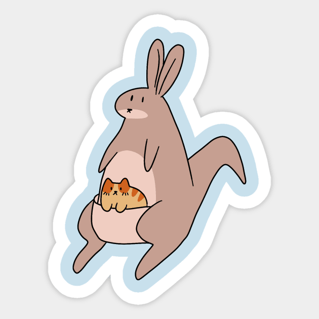 Kangaroo and Tabby Cat Sticker by saradaboru